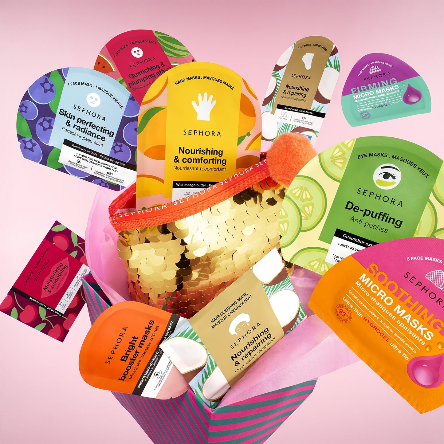 SEPHORA pidulik 20 maski komplekt kosmeetikakotiga