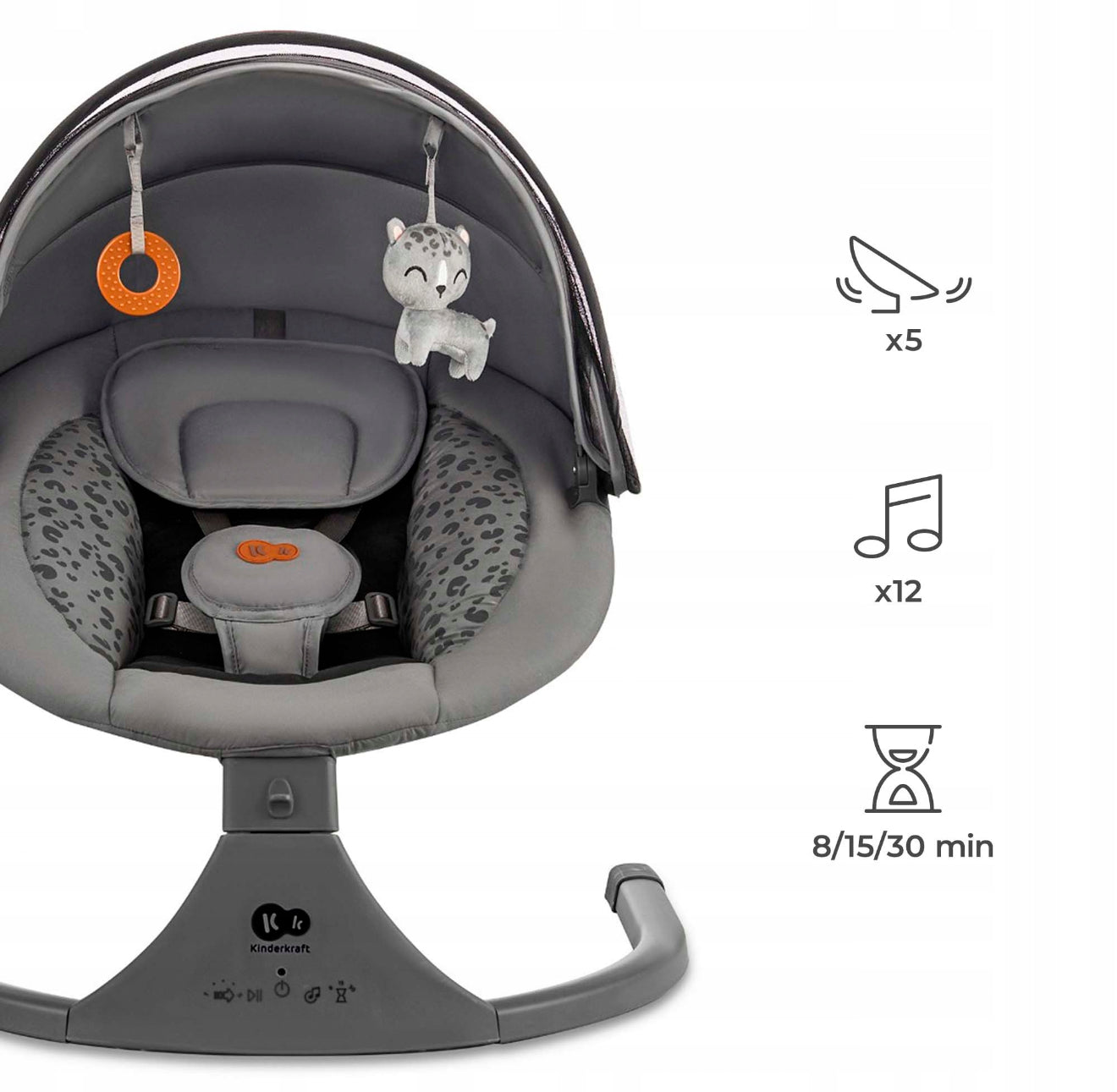 Kinderkraft LUMI 2 - Elektrinis supamas gultukas su Bluetooth