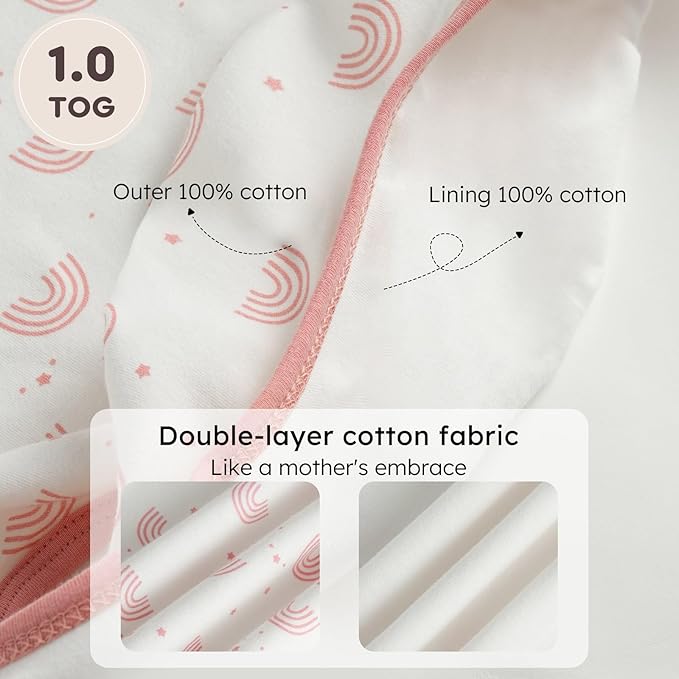 „Unnivoll“ kūdikių medvilninis miegmaišis su kojelėmis, 2vnt., 1.0 TOG