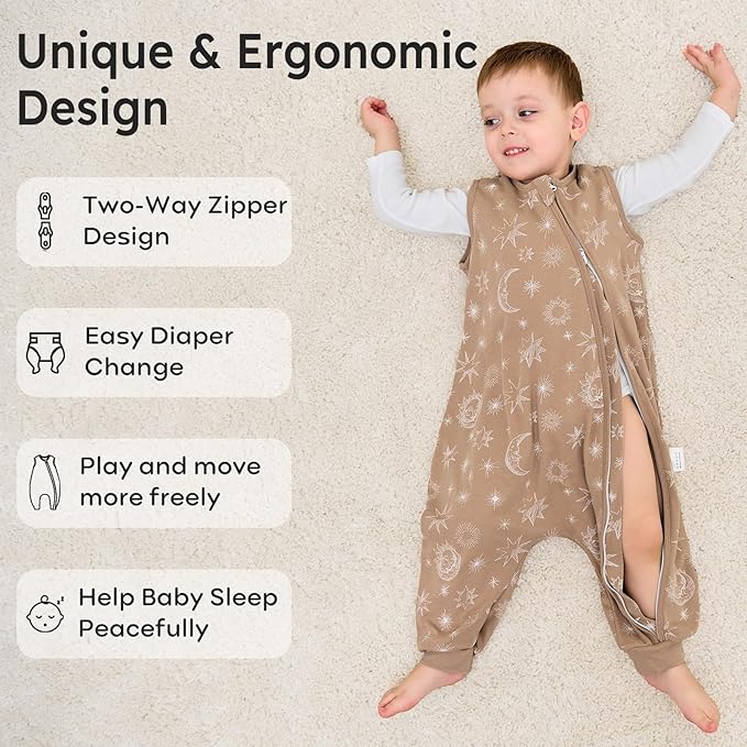 „Unnivoll“ kūdikių medvilninis miegmaišis su kojelėmis, 2vnt., 1.0 TOG