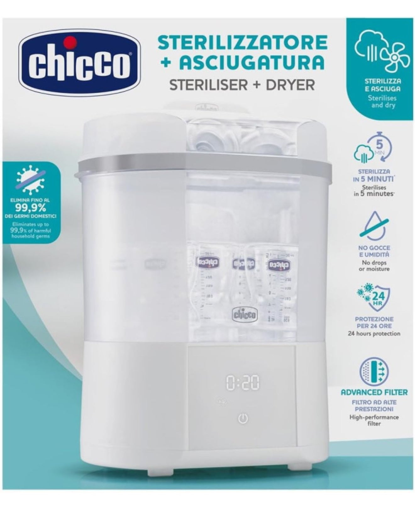 CHICCO Buteliukų sterilizatorius All in One su džiovinimo funkcija