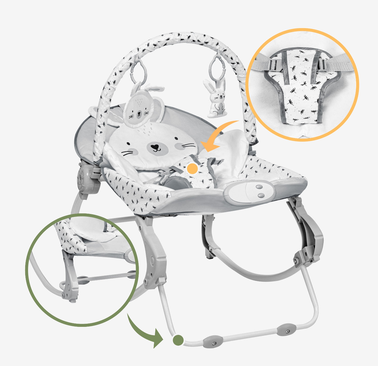 „Tulano Rabbit“ Kūdikių vibruojantis gultukas-supynė