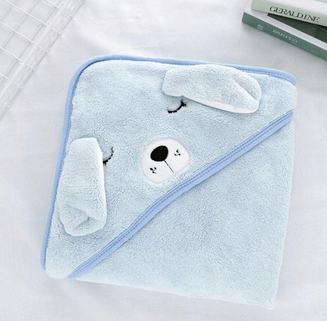 Beebirätik kapuutsiga "Poncho", 80x80 cm - Sinine