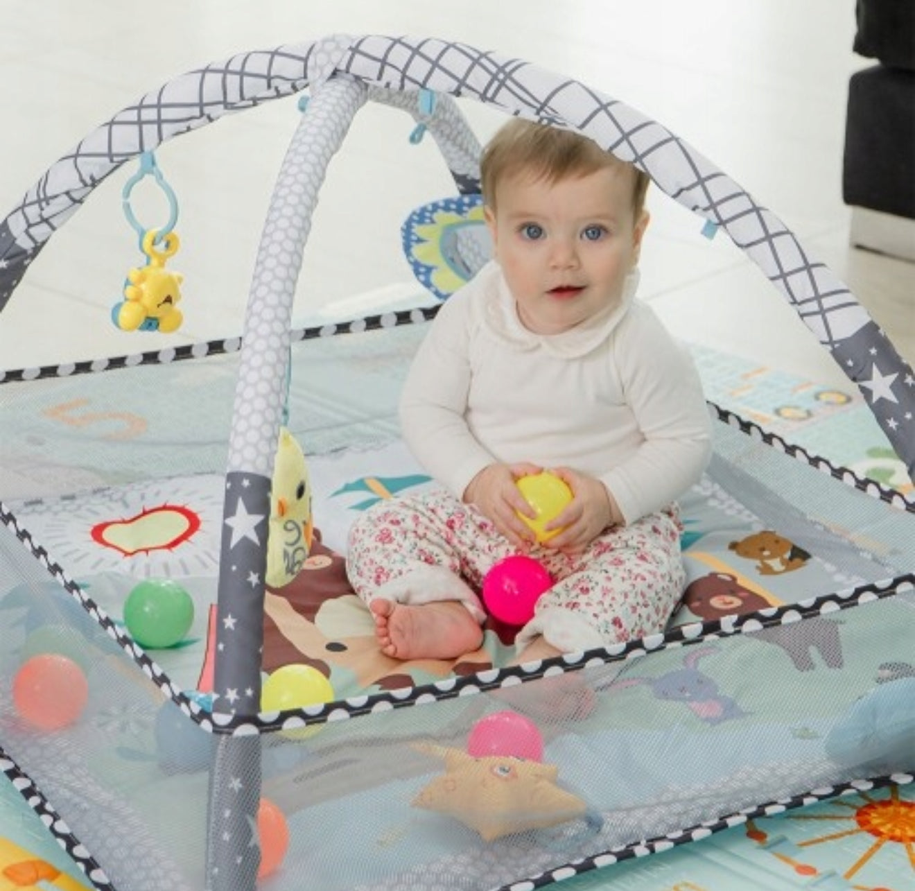 Suur hariv 2in1 beebimängumatt pallidega