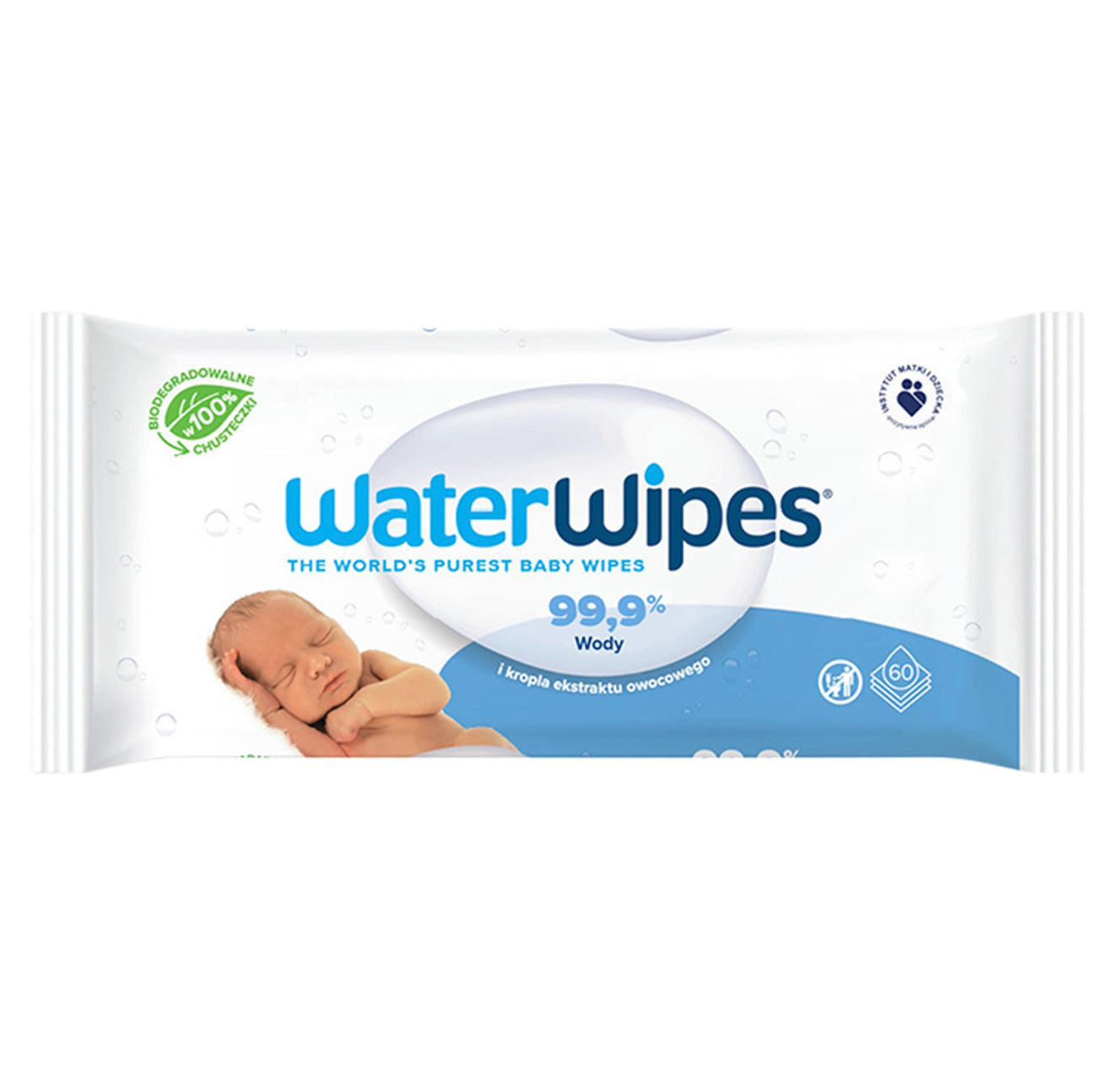 WATERWIPES Drėgnos servetėlės 12 pakuočių po 60vnt. BIODEGRADABLE