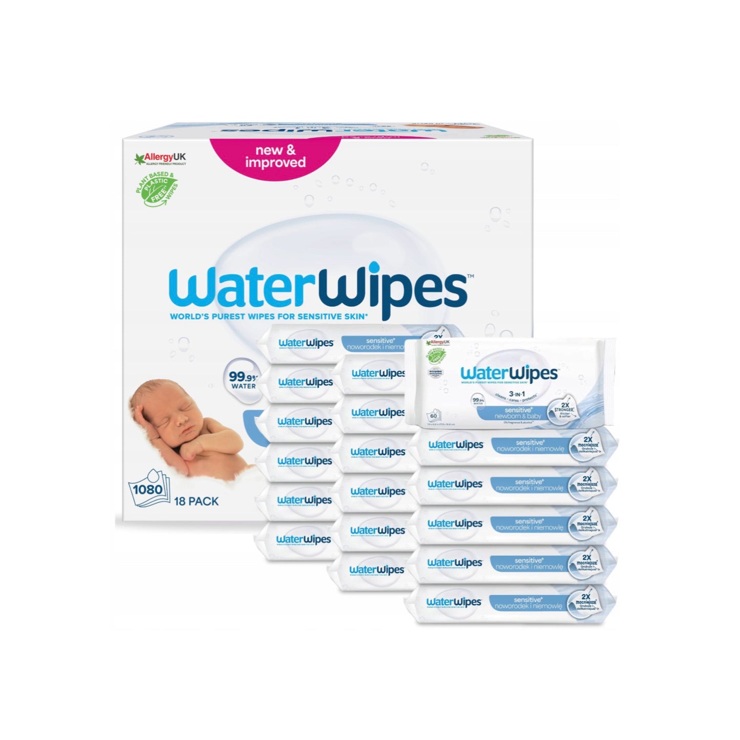 WaterWipes BIO drėgnos servetėlės kūdikiams – 18×60 vnt. (1080 vnt.)