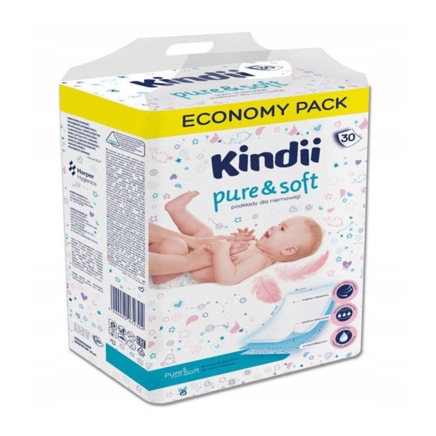 Kindii Pure & Soft ühekordsed mähkmepadjad beebidele 1 pakk - 30 tk.