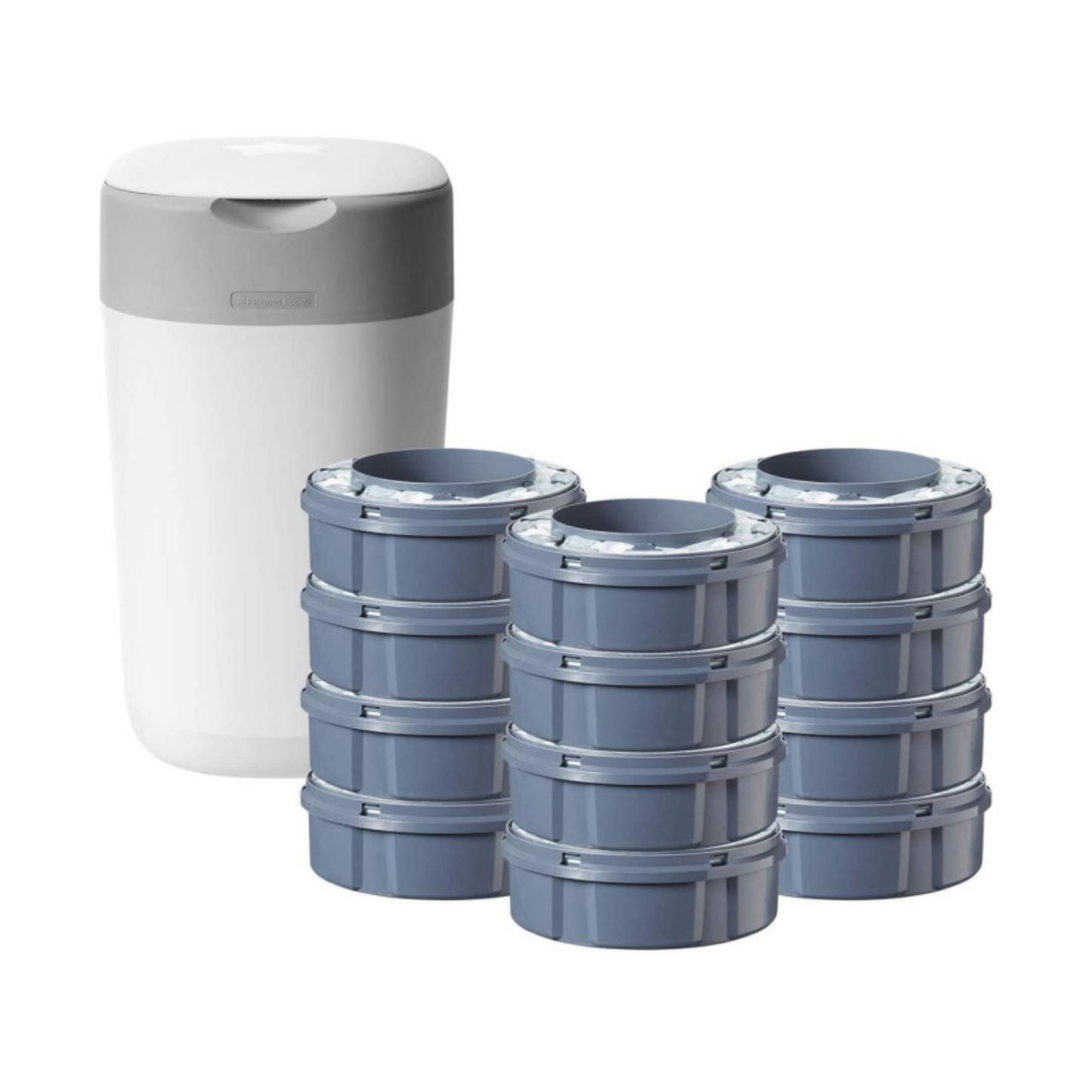 TOMMEE TIPPEE TWIST AND CLICK ADVANCED Sauskelnių konteinerio ir 12vnt. Kasečių rinkinys, WHITE