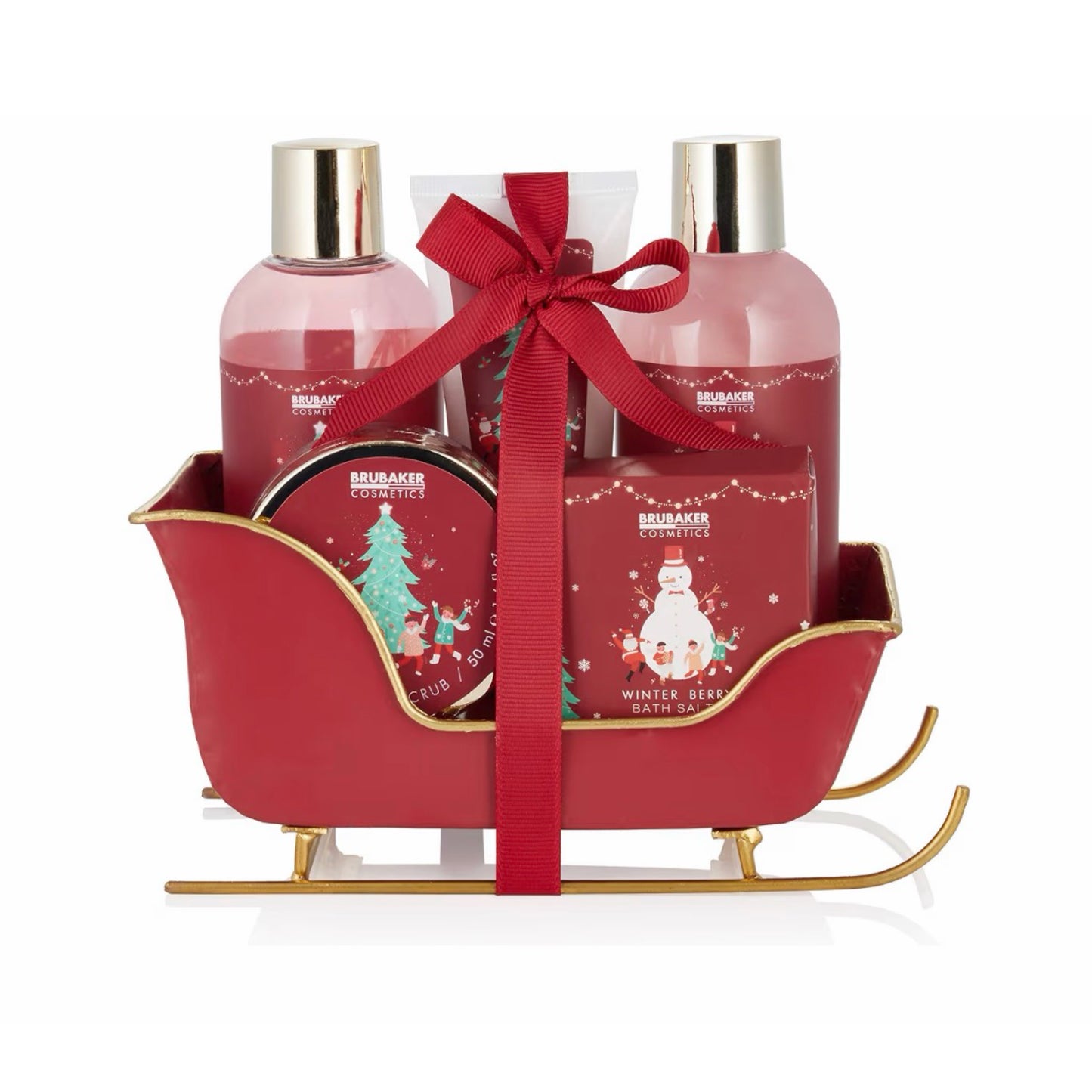 „Winter Berry“ 6 dalių kalėdinis SPA rinkinys dekoratyvinėje metalinėje vonelėje