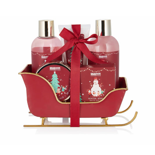 „Winter Berry“ 6 dalių kalėdinis SPA rinkinys dekoratyvinėje metalinėje vonelėje