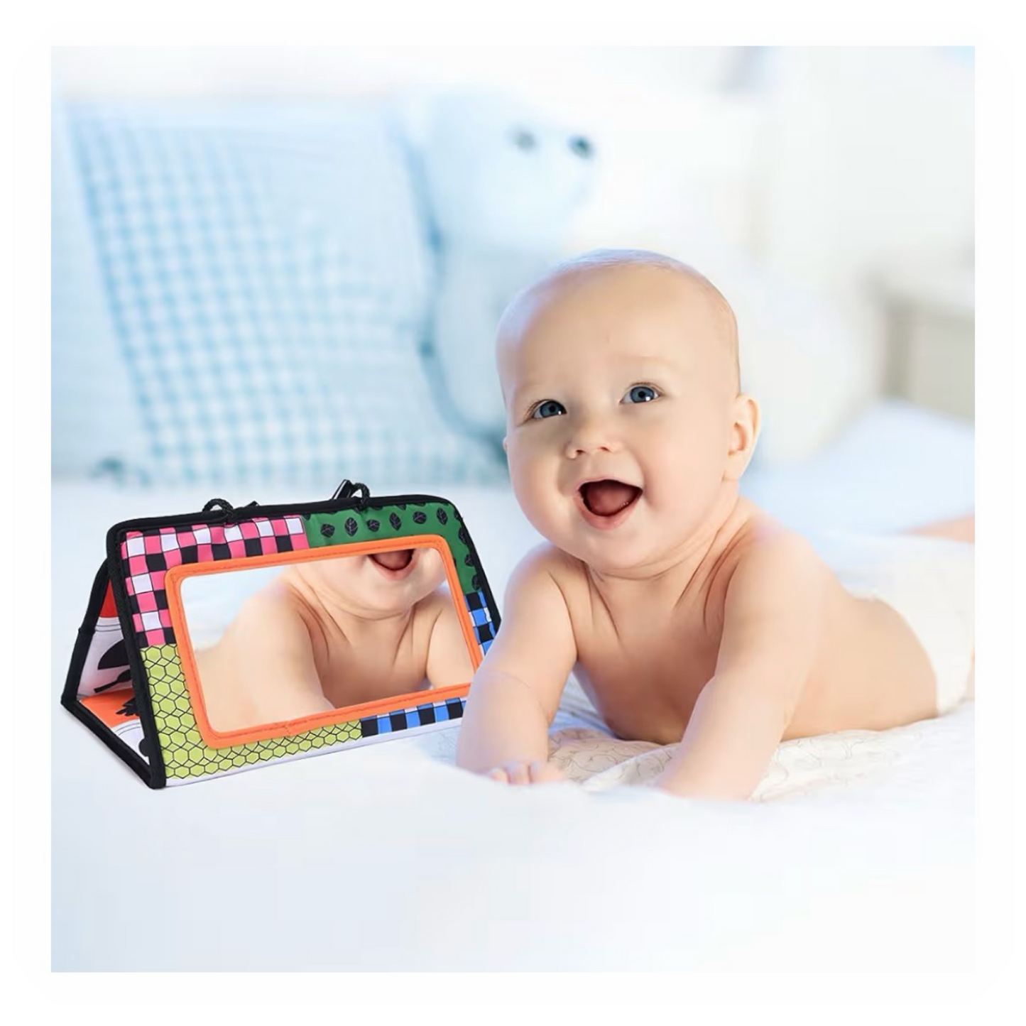 Sensorinis veidrodis kūdikiams su juodai baltais raštais (0–12 mėn.)