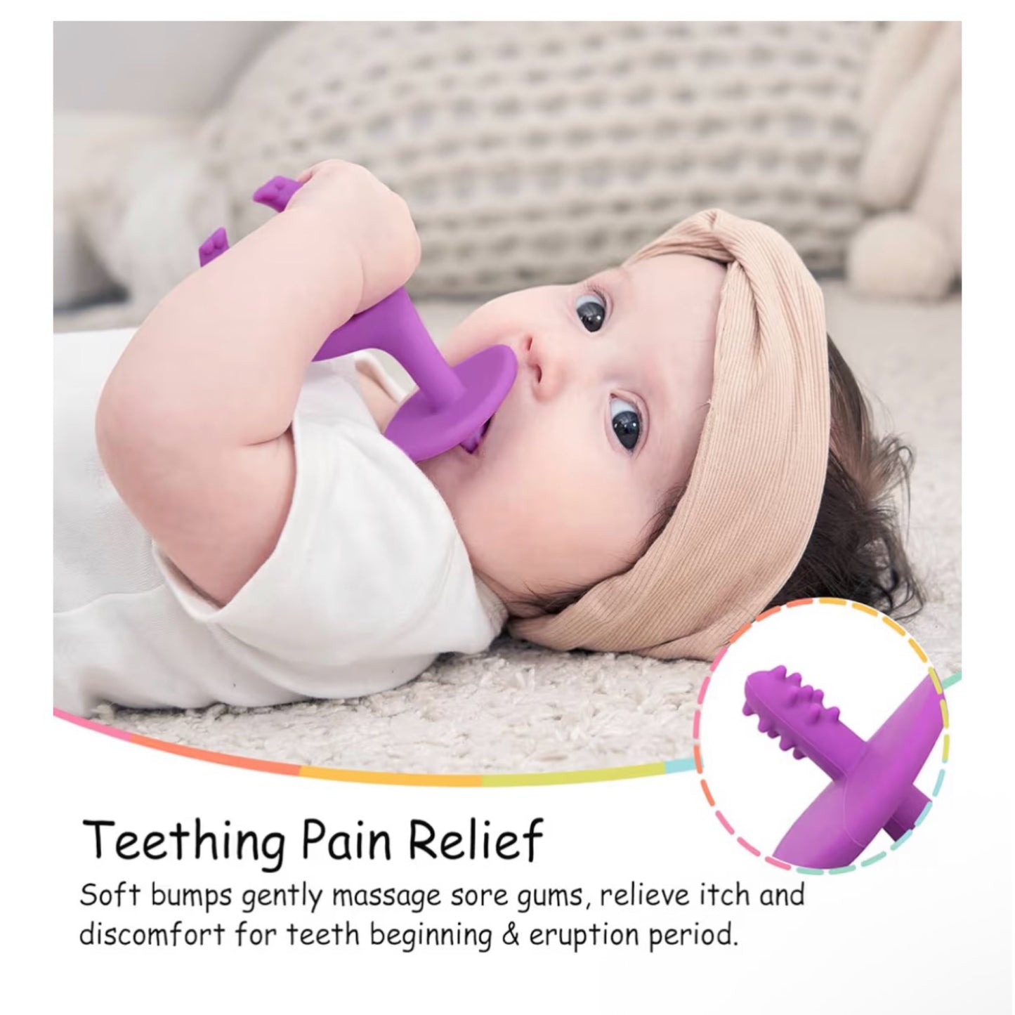 Mombella 2-in-1 silikoninis kramtukas su laikikliu „Drambliukas“