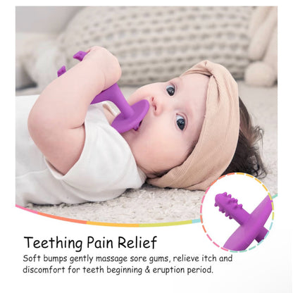 Mombella 2-in-1 silikoninis kramtukas su laikikliu „Drambliukas“