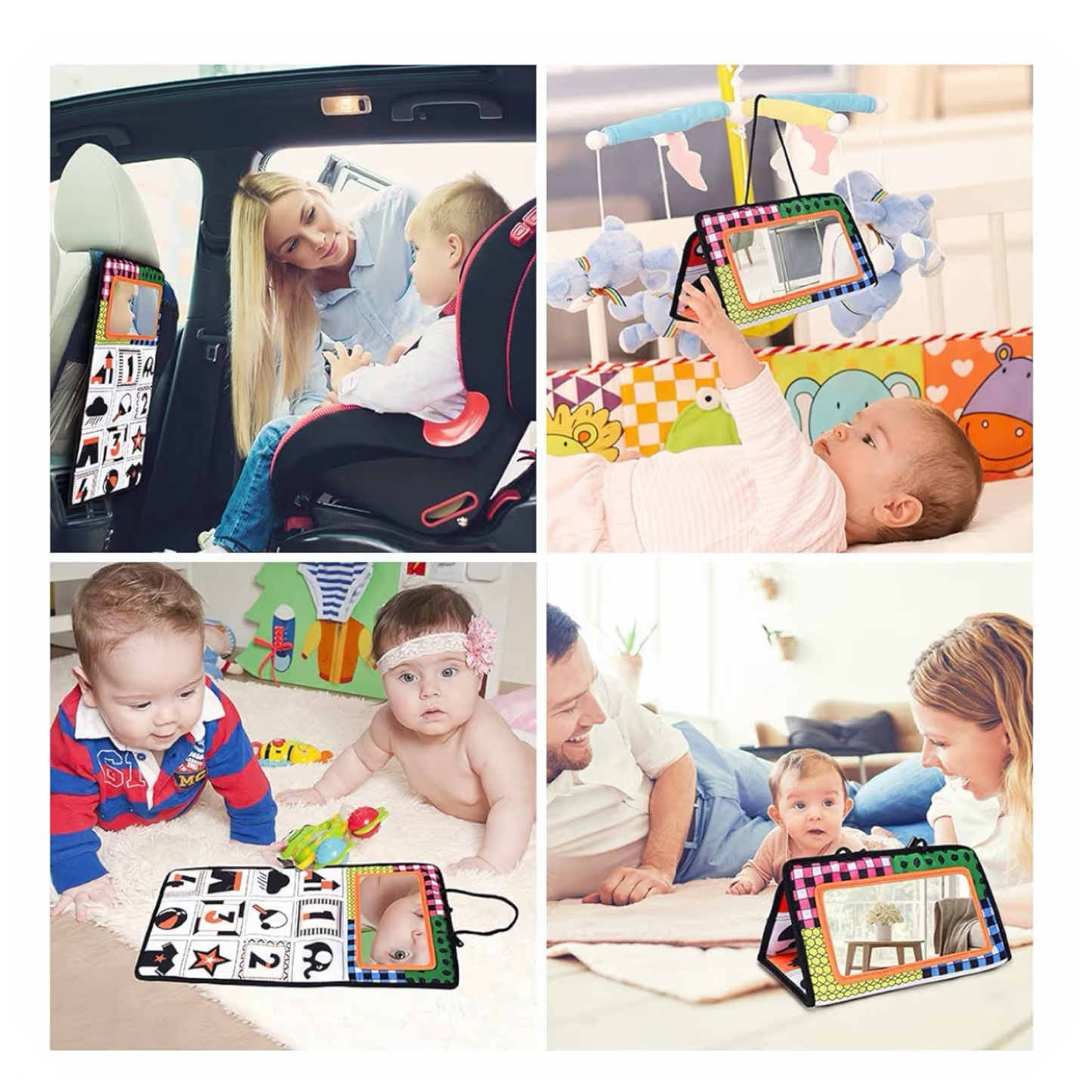 Sensorinis veidrodis kūdikiams su juodai baltais raštais (0–12 mėn.)