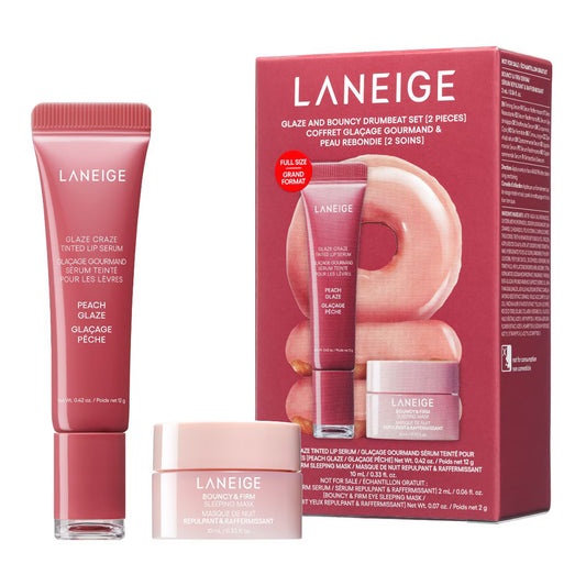 LANEIGE Glazed and Bouncy Drumbeat Set – lūpų balzamas ir naktinė veido kaukė