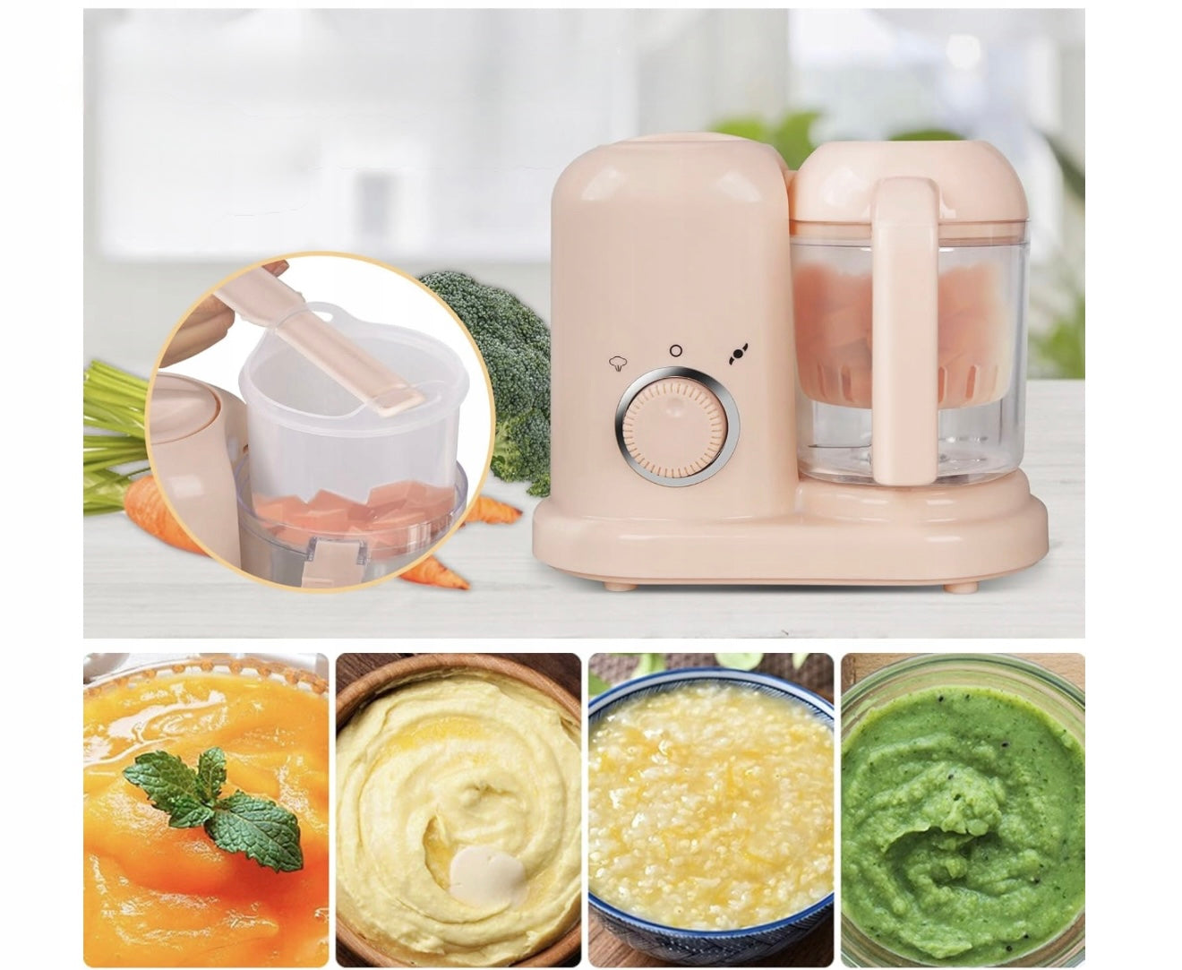 HOAPIN 4in1 kūdikių maisto garintuvas - trintuvas