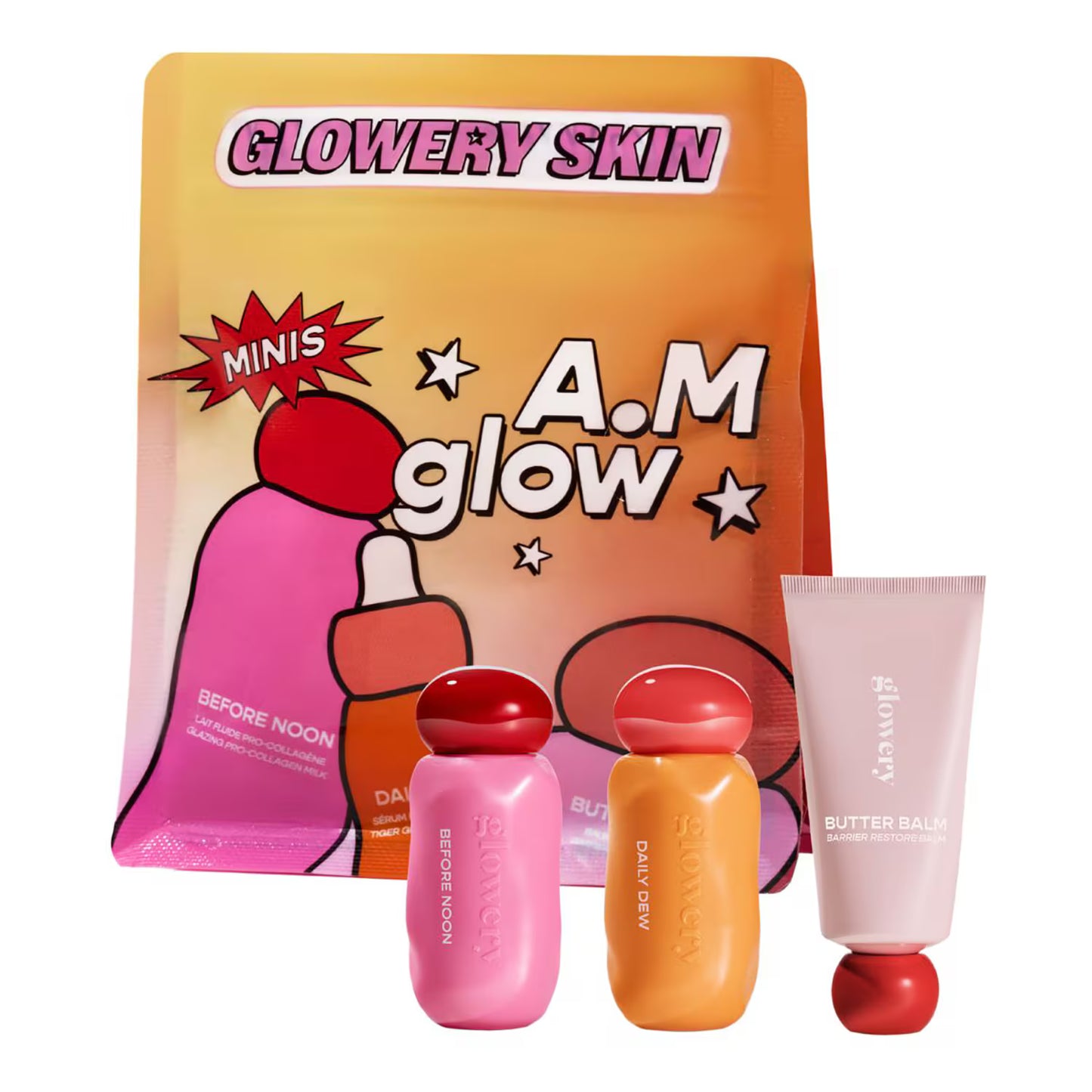 GLOWERY Minis A.M. Glow – dieninė veido priežiūros mini trijulė