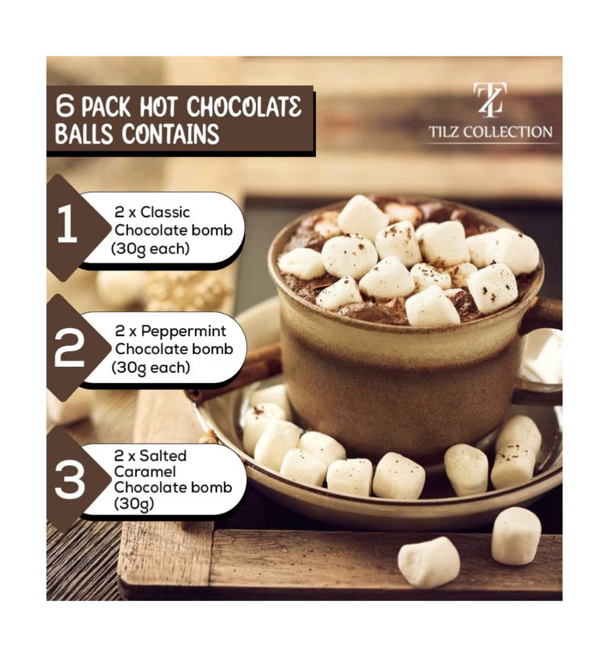 Karštos Šokolado Bombos su Zefyriukais – 6 vnt.