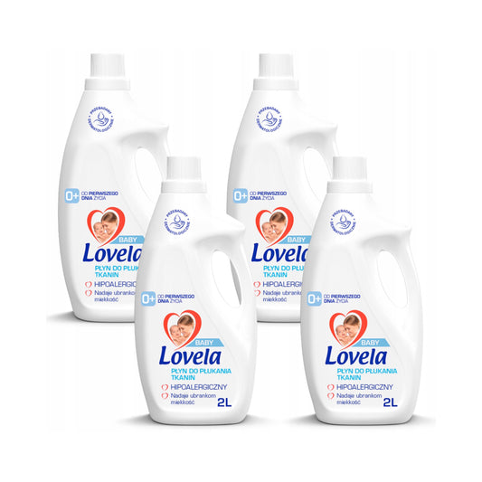 Lovela Baby hipoalerginis audinių minkštiklis kūdikių ir vaikų drabužiams – 4x2l (8l)