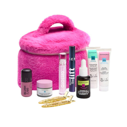 SEPHORA pühadekosmeetika – 8-osaline kosmeetikakomplekt koos kosmeetikakotiga