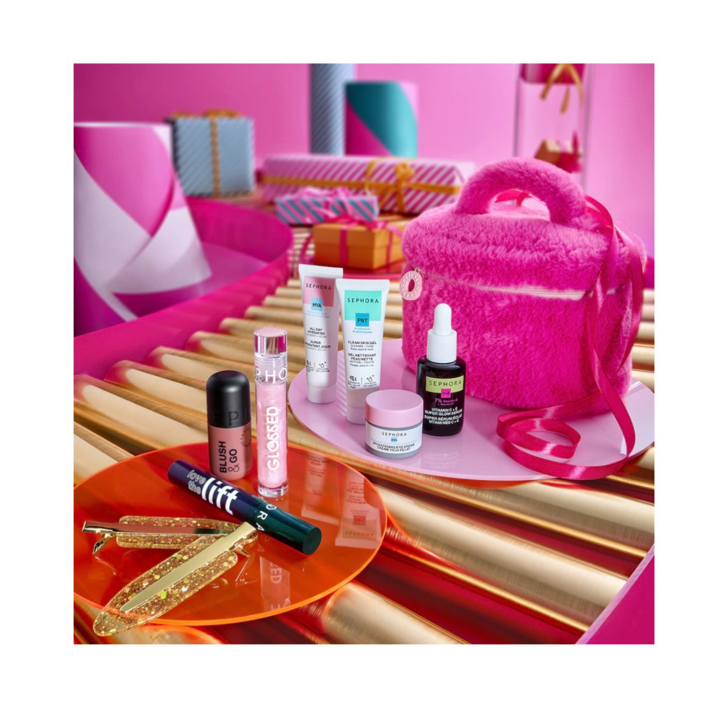 SEPHORA pühadekosmeetika – 8-osaline kosmeetikakomplekt koos kosmeetikakotiga