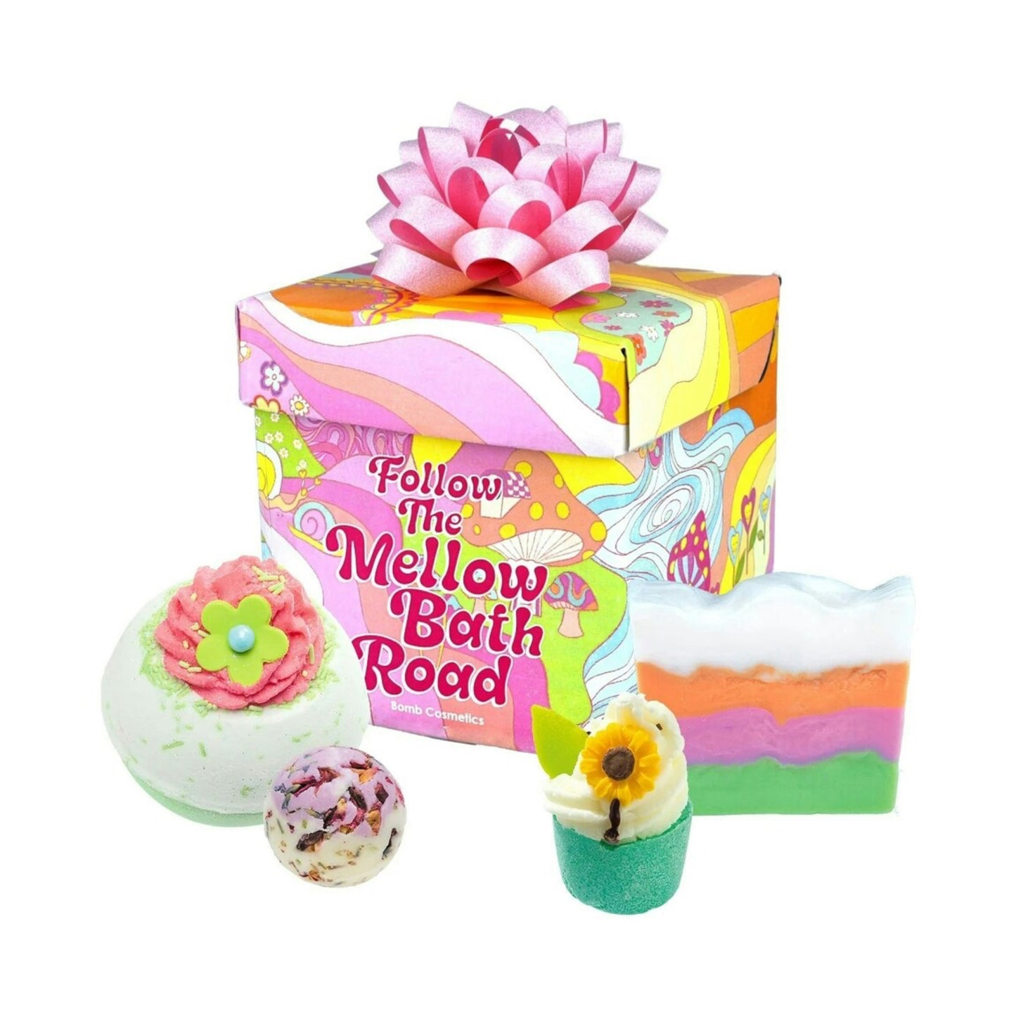 Bomb Cosmetics „Follow the Mellow Bath Road“ vonios dovanų rinkinys (4 vnt.)