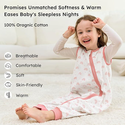 „Unnivoll“ kūdikių medvilninis miegmaišis su kojelėmis, 2vnt., 1.0 TOG