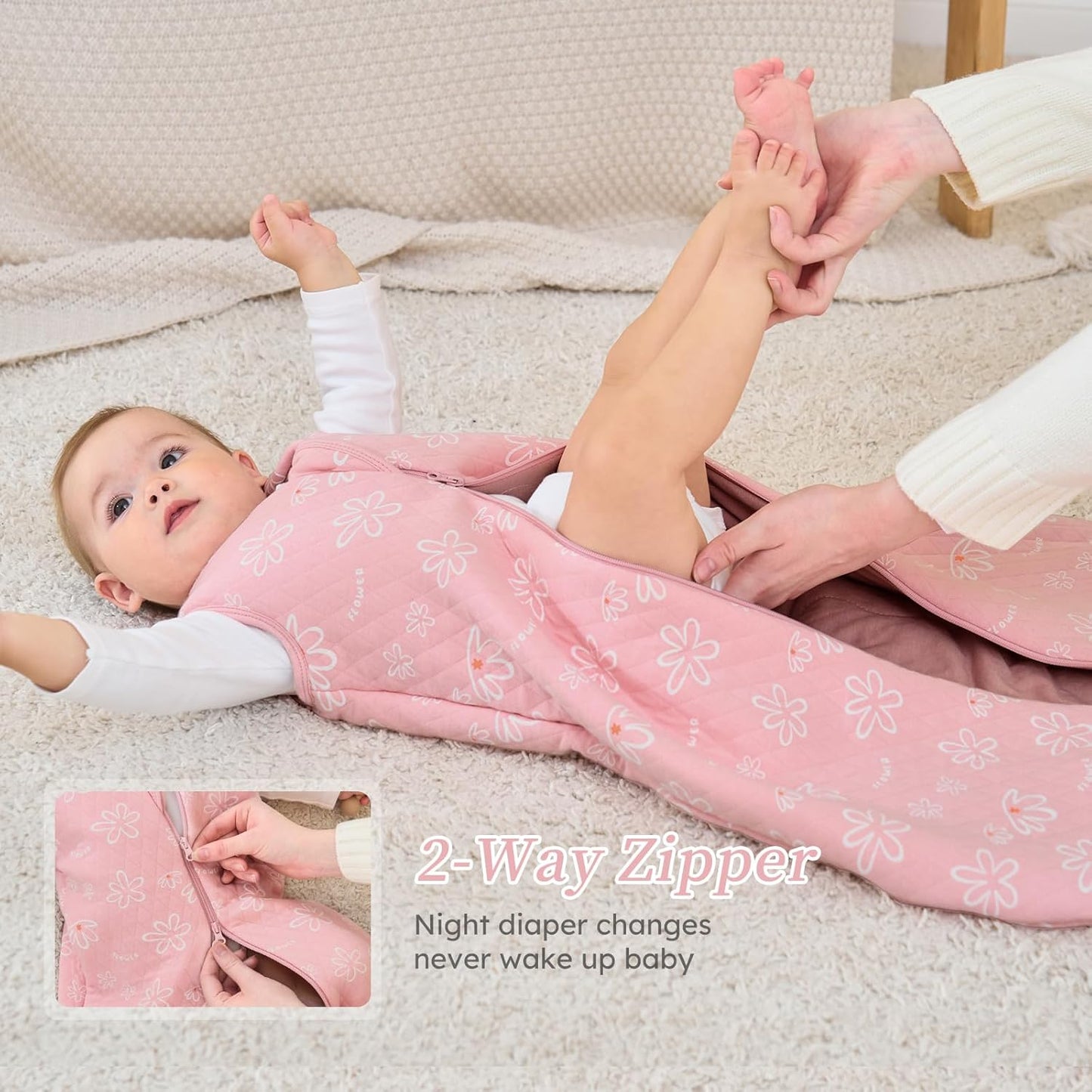 Looxii talvine beebimagamiskott (roosa) 2,5 TOG (3-6 kuud 67cm)