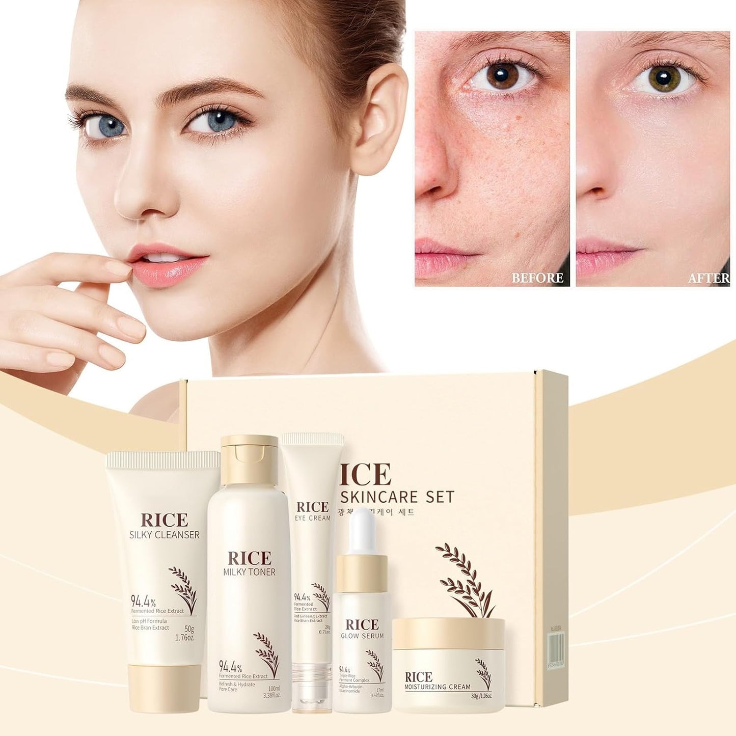 Radiant Glow & Even Tone - Korejietiškas ryžių odos priežiūros rinkinys