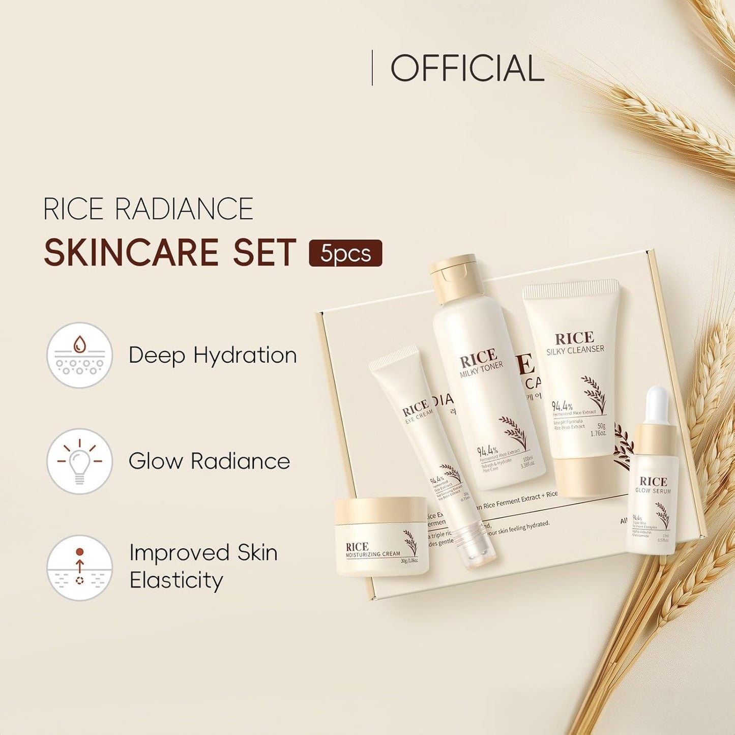 Radiant Glow & Even Tone - Korejietiškas ryžių odos priežiūros rinkinys