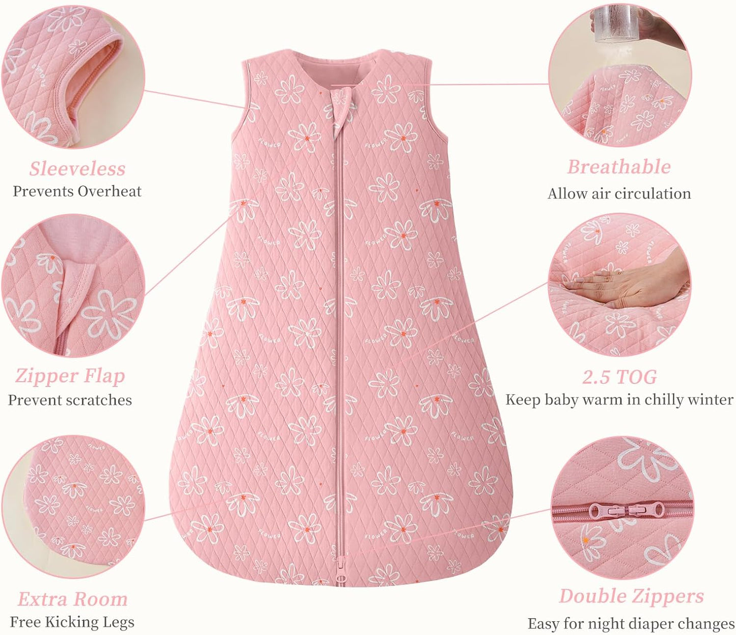 Looxii talvine beebimagamiskott (roosa) 2,5 TOG (3-6 kuud 67cm)