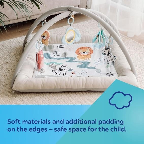 CANPOL BABIES minkštas mokomasis žaidimų kilimas su arkomis, 0+ mėn., SAFARI