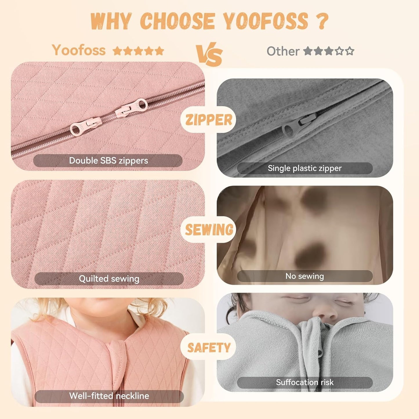 „Yoofoss“ žieminis kūdikių miegmaišis (rausvas) 2,5 TOG (3-6mėn. 67cm)