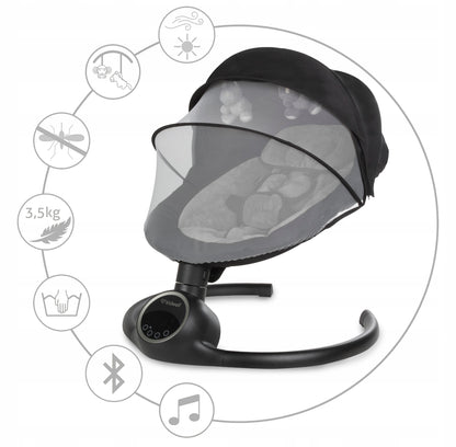 Kidwell REVE 2in1 Elektrinis kūdikio gultukas–supynė (juodas/sidabrinis)