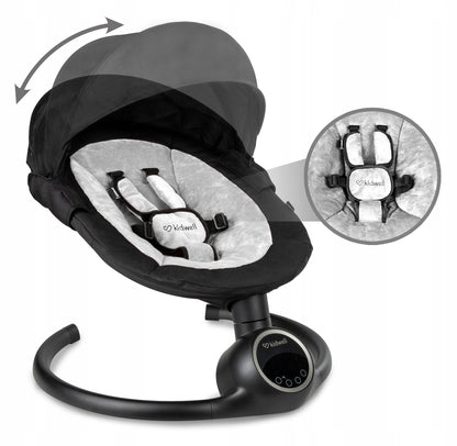 Kidwell REVE 2in1 Elektrinis kūdikio gultukas–supynė (juodas/sidabrinis)