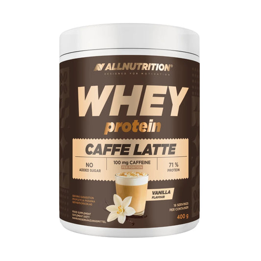 AllNutrition Whey Protein Caffè Latte – Baltyminė Kava su Kofeinu (400 g)