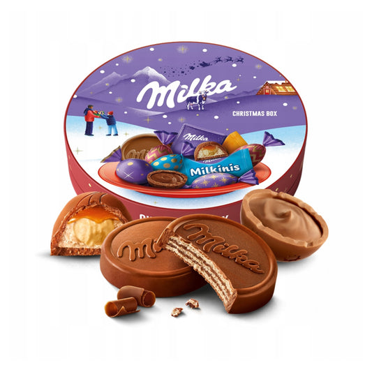 Milka Kalėdinė saldainių dėžutė – šventinis rinkinys dovanai