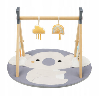 Hariv interaktiivne matt beebidele "Koala" puidust kaare ja mänguasjadega