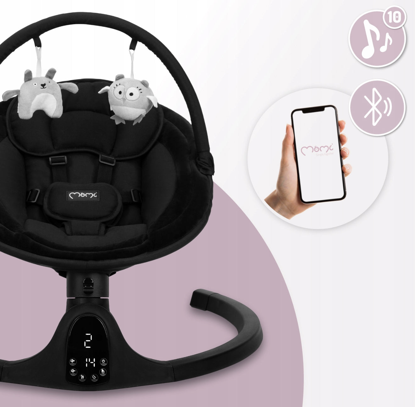 MoMi KENANI SAND elektrinis gultukas-supynė su Bluetooth