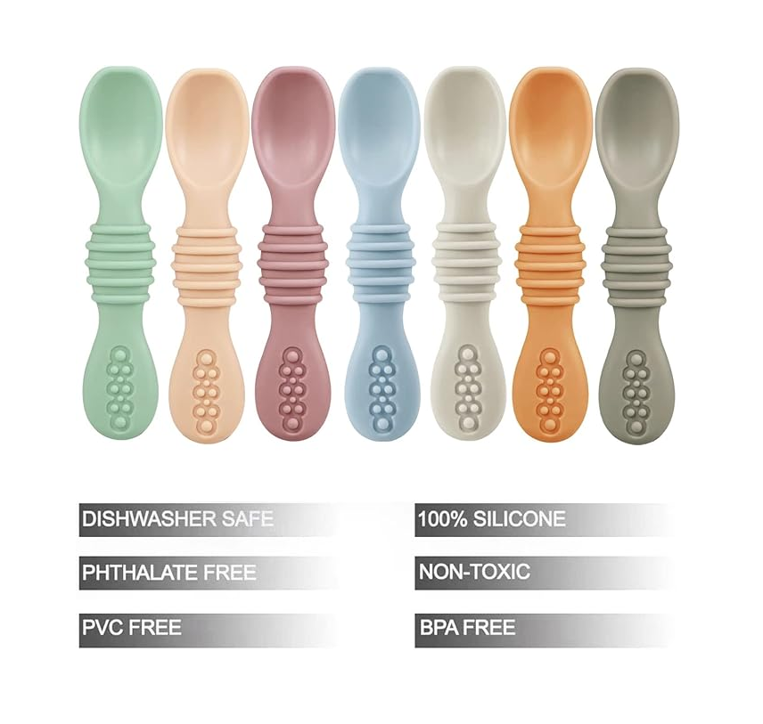 „PandaEar“ silikoninių kūdikių maitinimo šaukštelių rinkinys (7 vnt.)