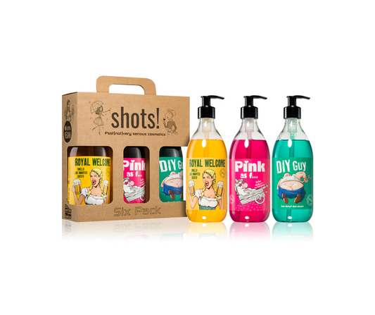 „LaQ Shots! Six Pack“ dovanų rinkinys su dušo geliais