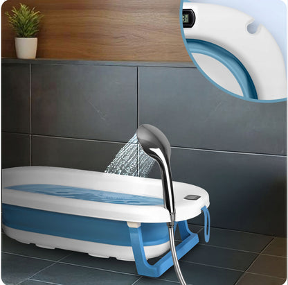 „RicoKids“ - Sulankstoma kūdikių vonelė su LCD termometru ir minkštu įdėklu