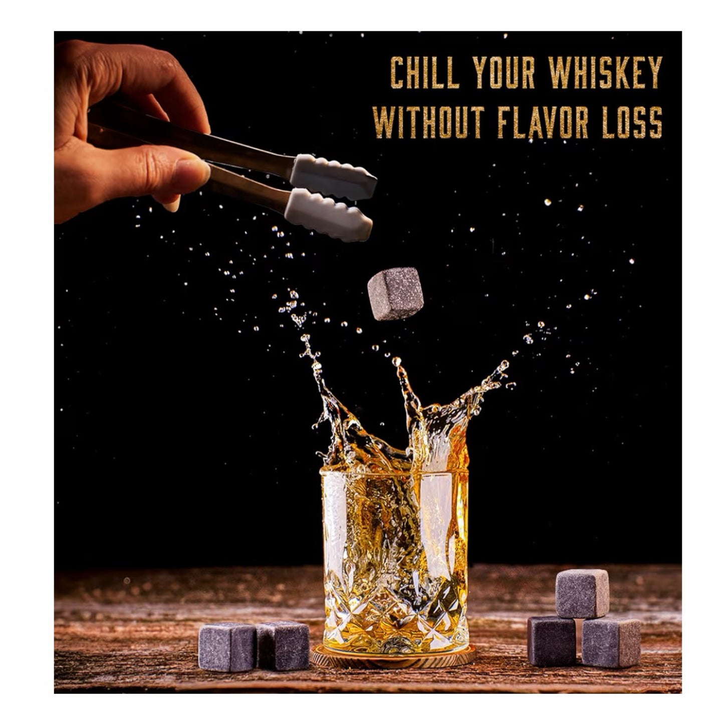 Premium Whisky Dovanų Rinkinys Vyrams (2 taurės + 8 akmenukai + priedai)