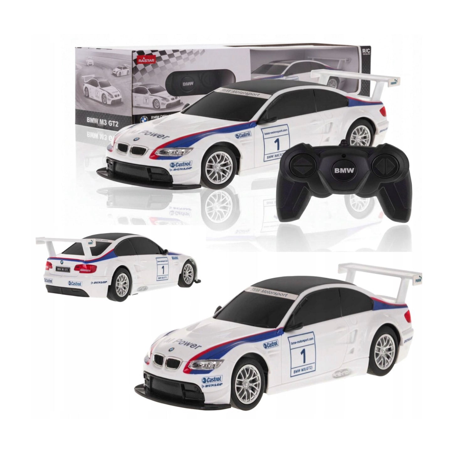 Nuotolinio valdymo automobilis BMW M3 1:24 – RC sportinis modelis vaikams (balta)
