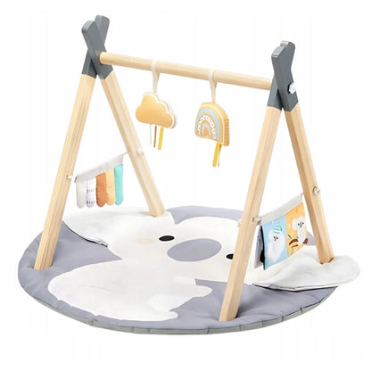 Hariv interaktiivne matt beebidele "Koala" puidust kaare ja mänguasjadega
