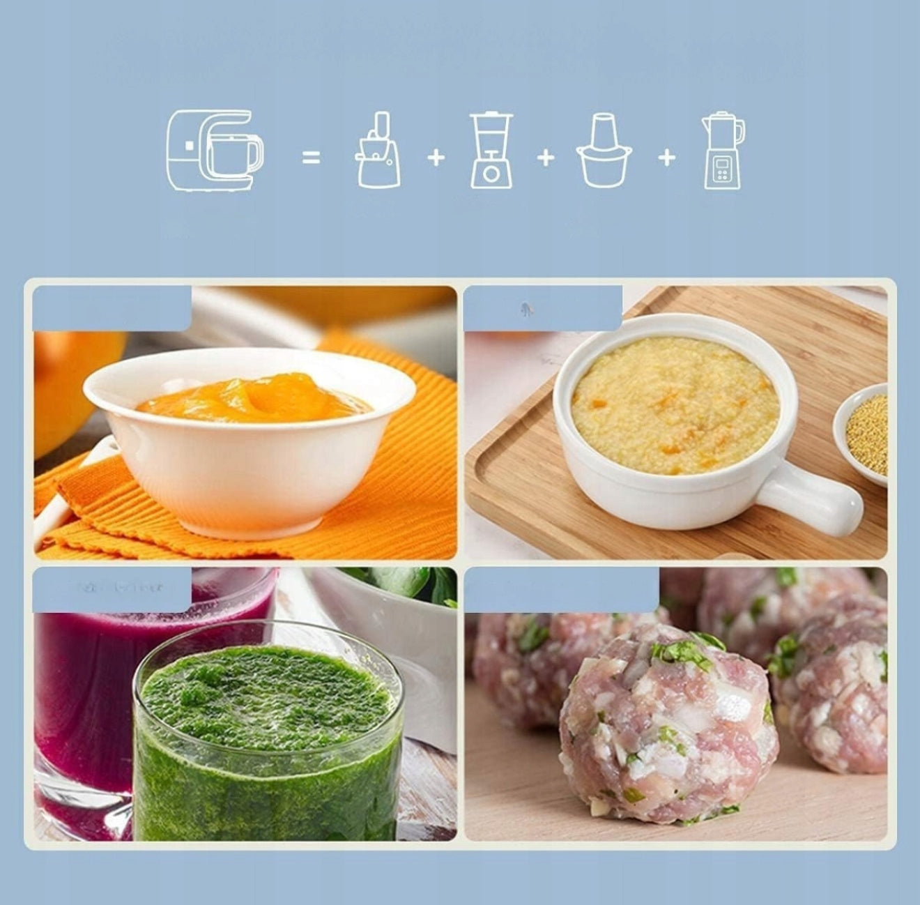 Multifunktsionaalne 5-ühes beebitoidukombain - aurutamine, kuumutamine, sulatamine ja segamine