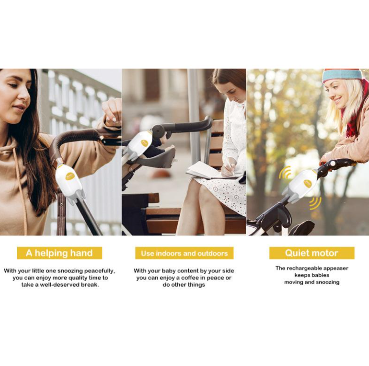 BABY STROLLER ROCKER - Nešiojamas kūdikio vežimėlio supuoklis su USB įkrovimu