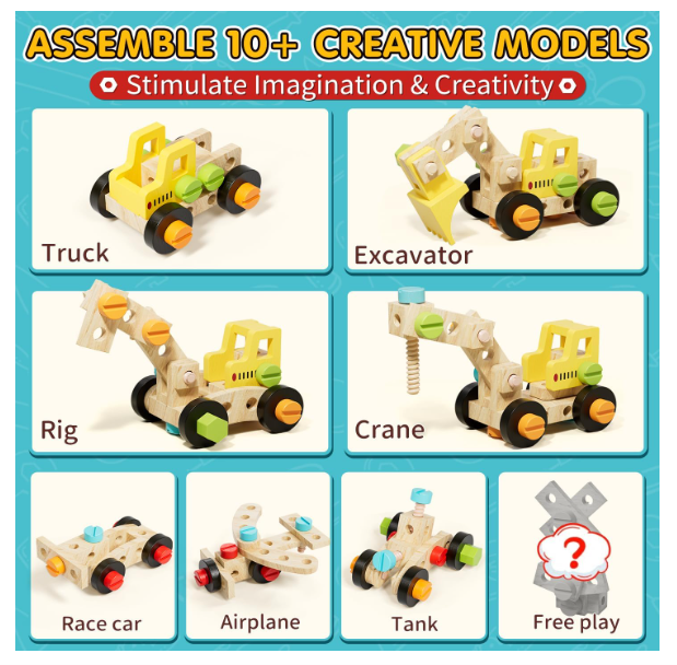 Lehoo Castle Montessori medinė įrankių dėžė vaikams 3+