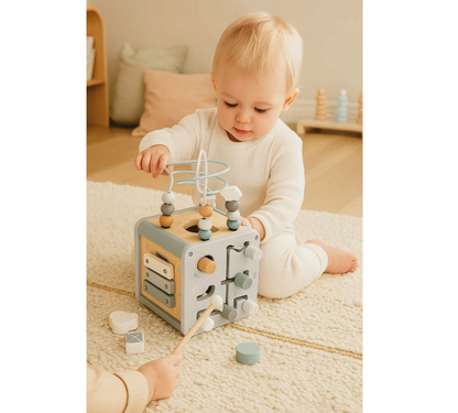 MONTESSORI Medinis Interaktyvus Sensorinis Konstravimo Kubas 7-in-1