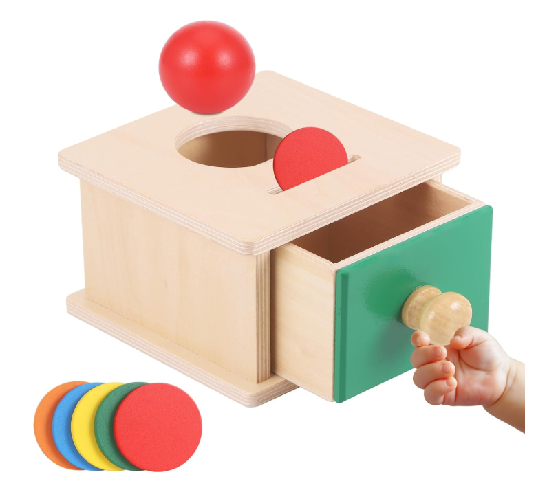 Montessori medinė monetų dėžutė 2in1 (6 mėn. – 3 m.)